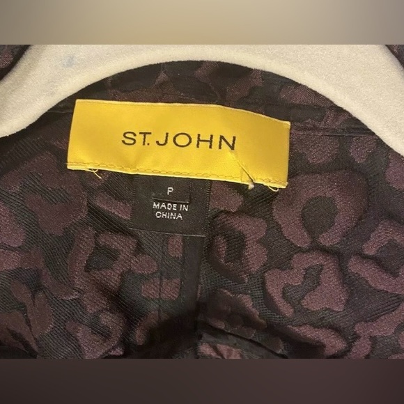 St John Yellow Label Jacket Blazer Womens Size P Full Zip Purple Black Leopard - Picture 4 of 6
